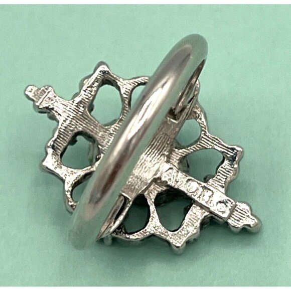 Vintage Avon Silver Tone Hematite Ring with Faux Turquoise Size 7.5 - Picture 6 of 10